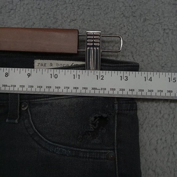 rag & bone Jeans Womens 25 Black Low Rise Skinny‎ Ripped Distressed Capri Denim - Picture 5 of 14